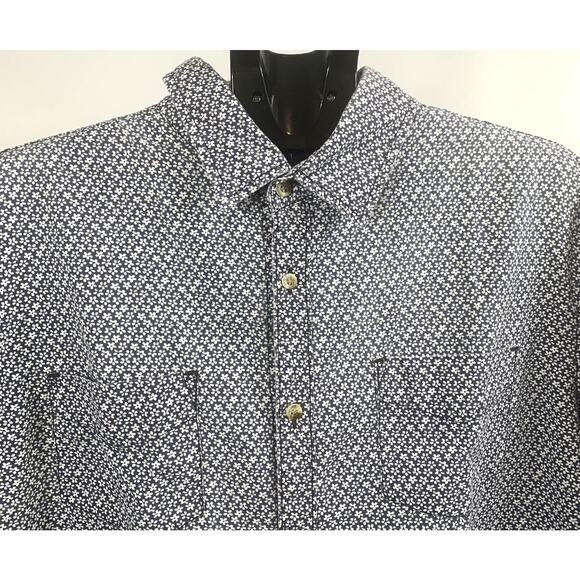 PD&C Men's XL Short Sleeve Button Down - Navy & White - Picture 4 of 7